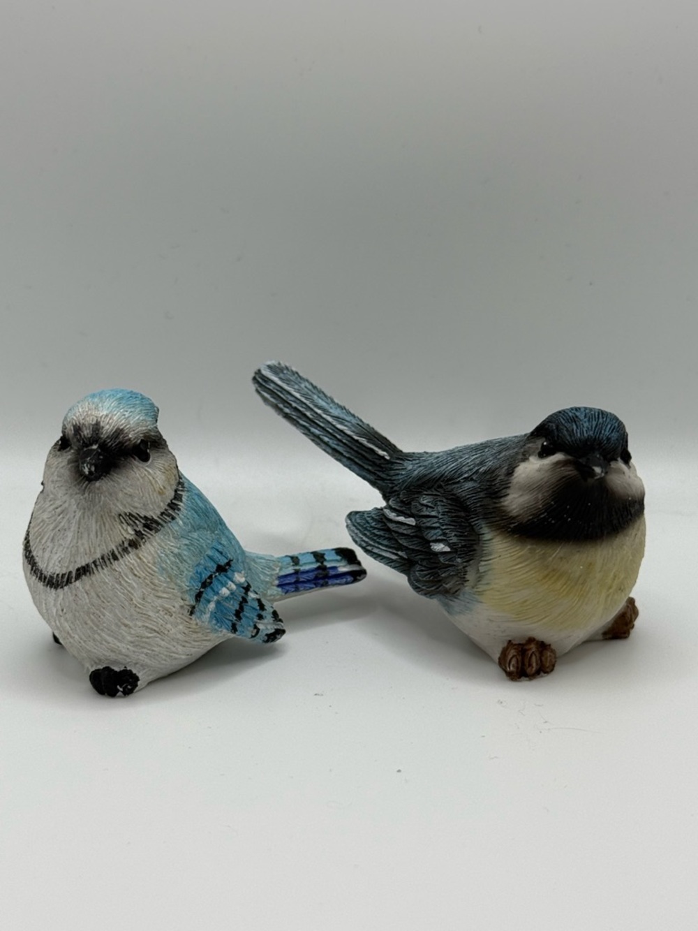 Set of Two Miniature Resin Birds Bluebird & Chickadee Approx 1.75"